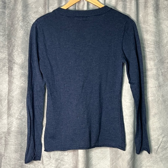 Massini Blue V-Neck Long Sleeved Sweater - size Medium - Picture 9 of 9